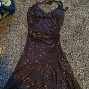 A sparkly brown dress